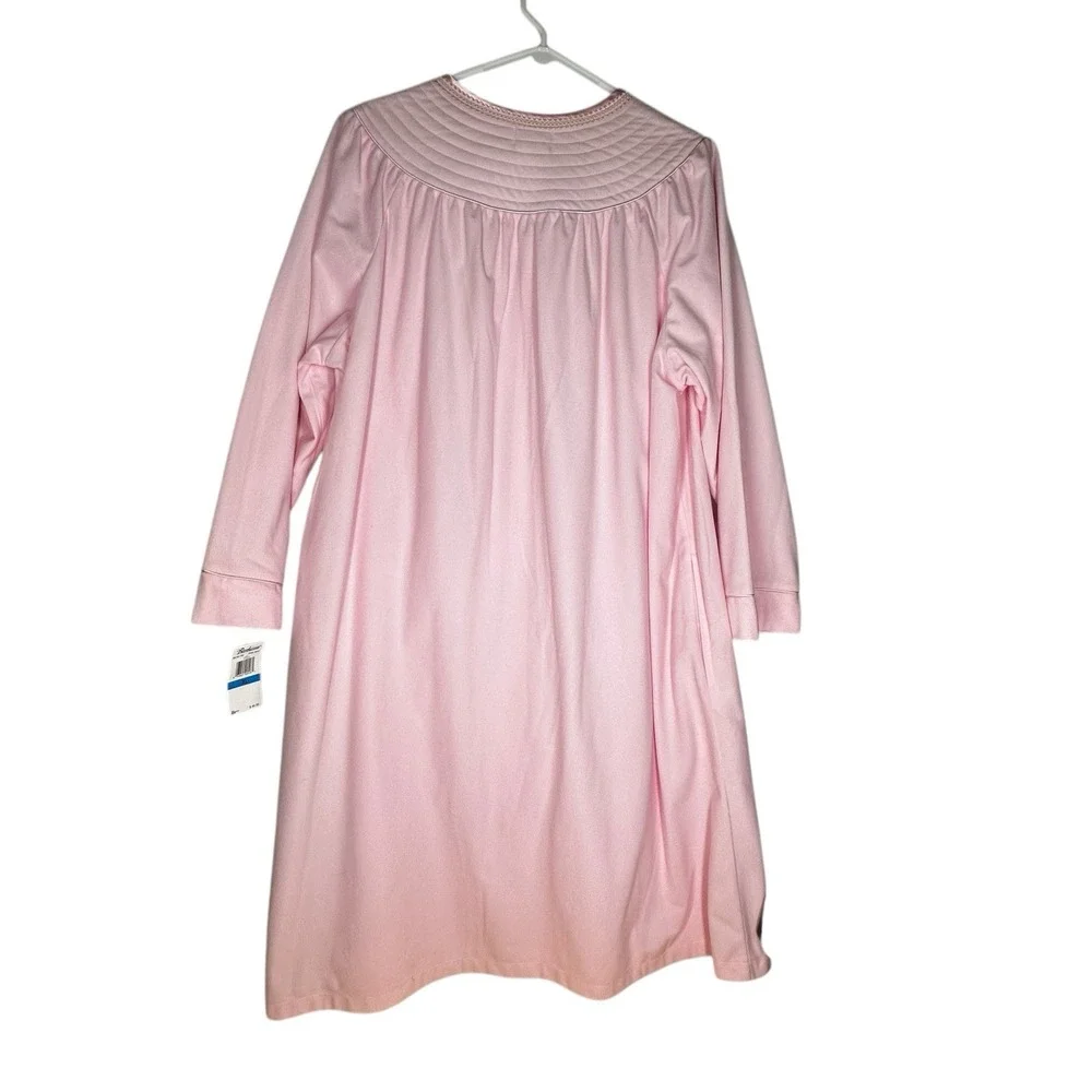 Barbizon Maxi Nightgown Size XL‎ Womans Pink Long Sleeve Zipper Vintage NWT